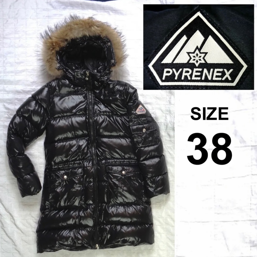 Pyrenex Puffy Genuine Goose Feather Down Jacket Shiny Racoon Fur Hood Lining